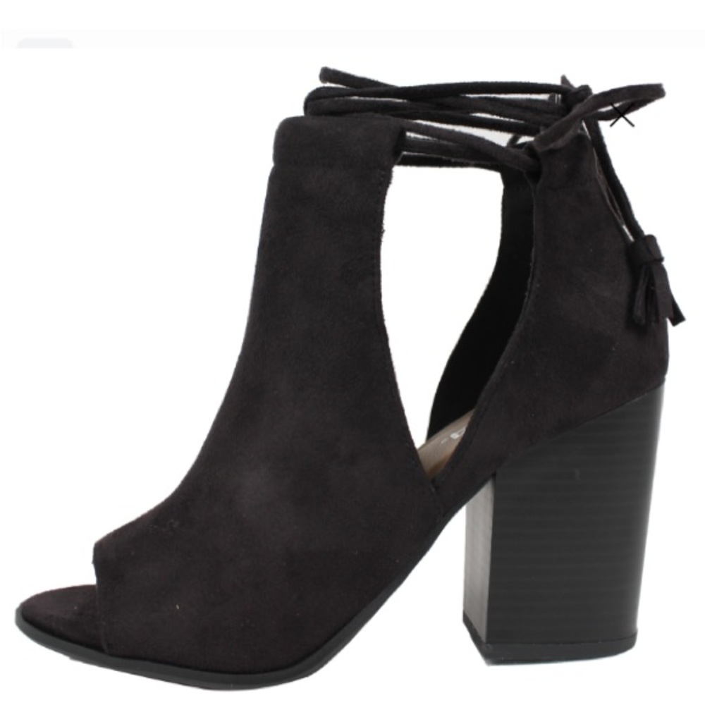 🆕SODA Stacked Block Heel Lace Up Ankle Boo…